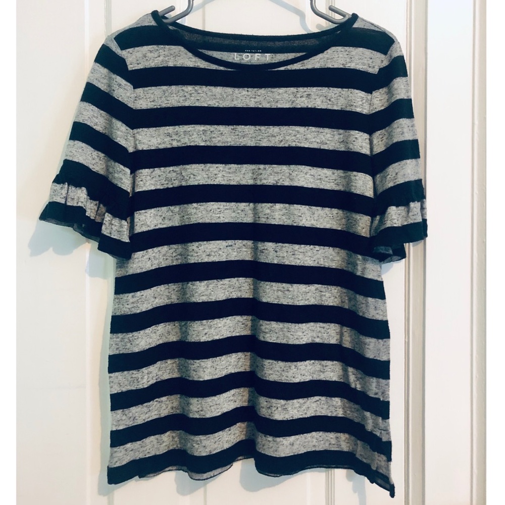 [LOFT] BNWOT Striped Top with Ruffle Sleeve